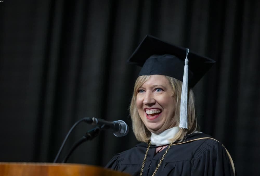 Students at a graduation ceremony